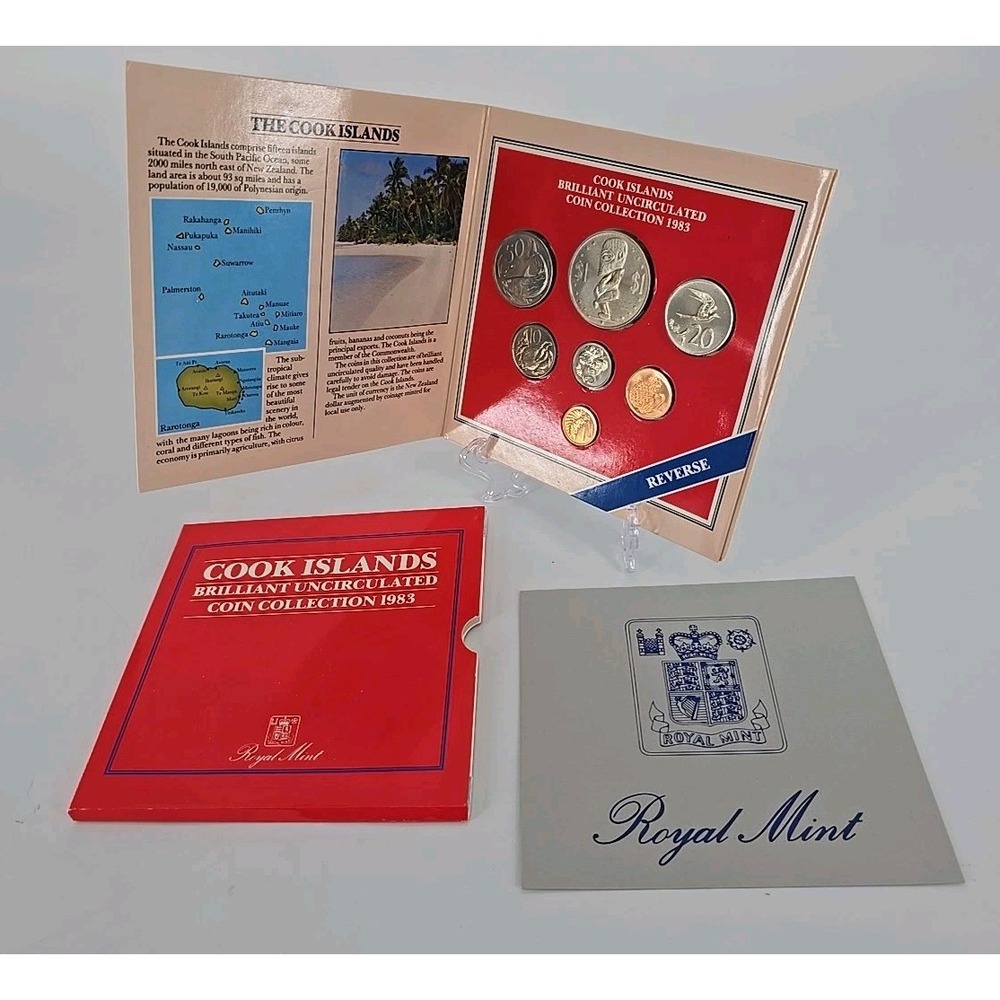 1983 The Royal Mint Cook Islands Brilliant Uncirculated 7 coin Set Collection